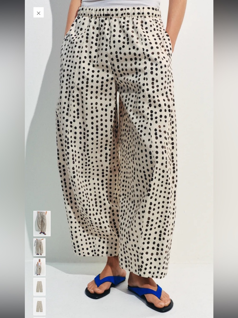 NWT ZARA ZW COLLECTION POLKA DOT PAJAMA PANTS - Picture 2 of 8